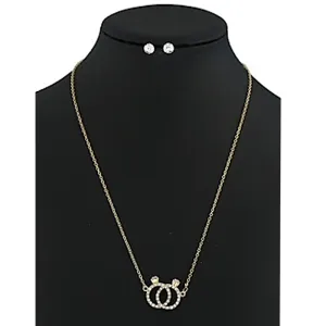 12 PCS Rhinestone Connected Ring Pendant Necklace Set