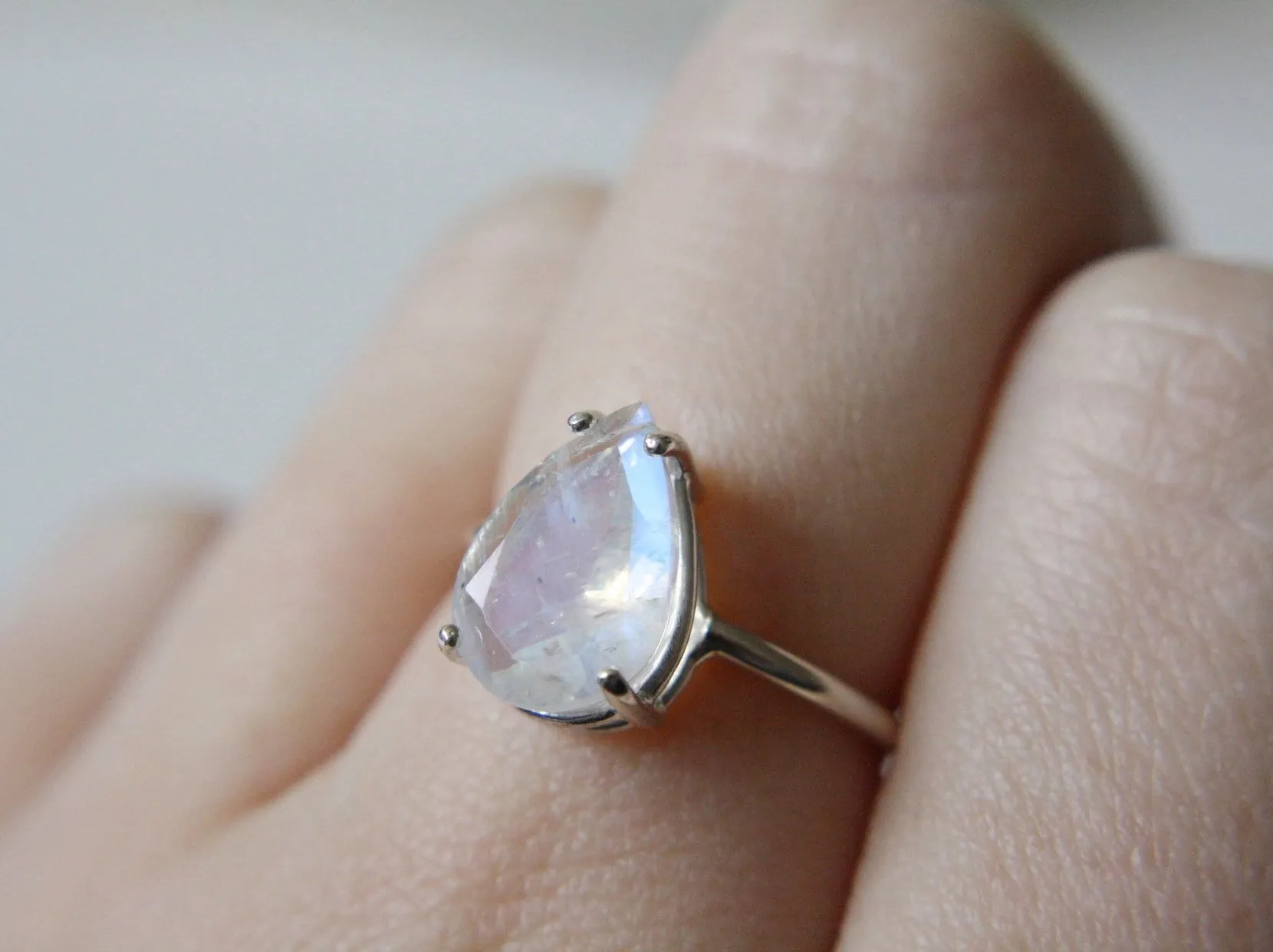 12x8 Pear Cut Moonstone Ring