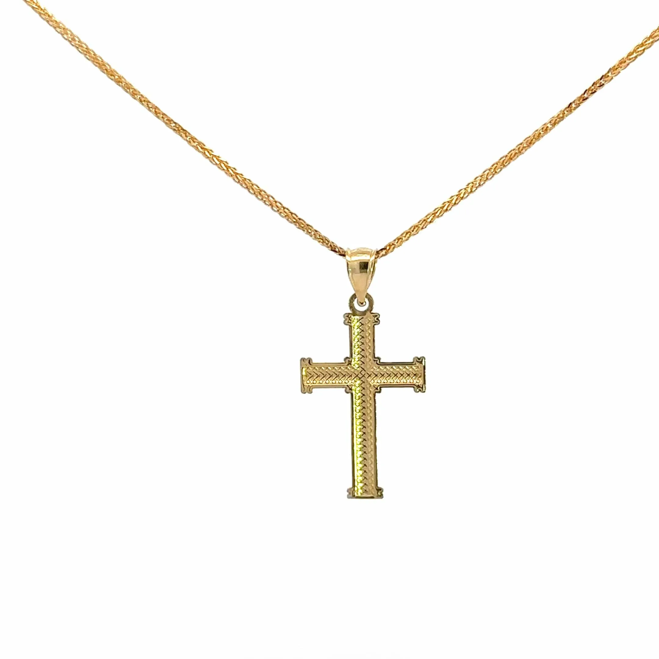 14k Two Tone Gold Cross Pendant Necklace