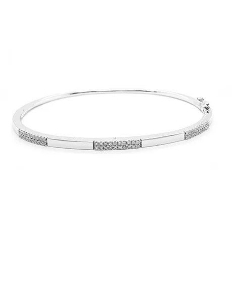 14k White Gold 0.23 Ct Diamond Bangle Bracelet