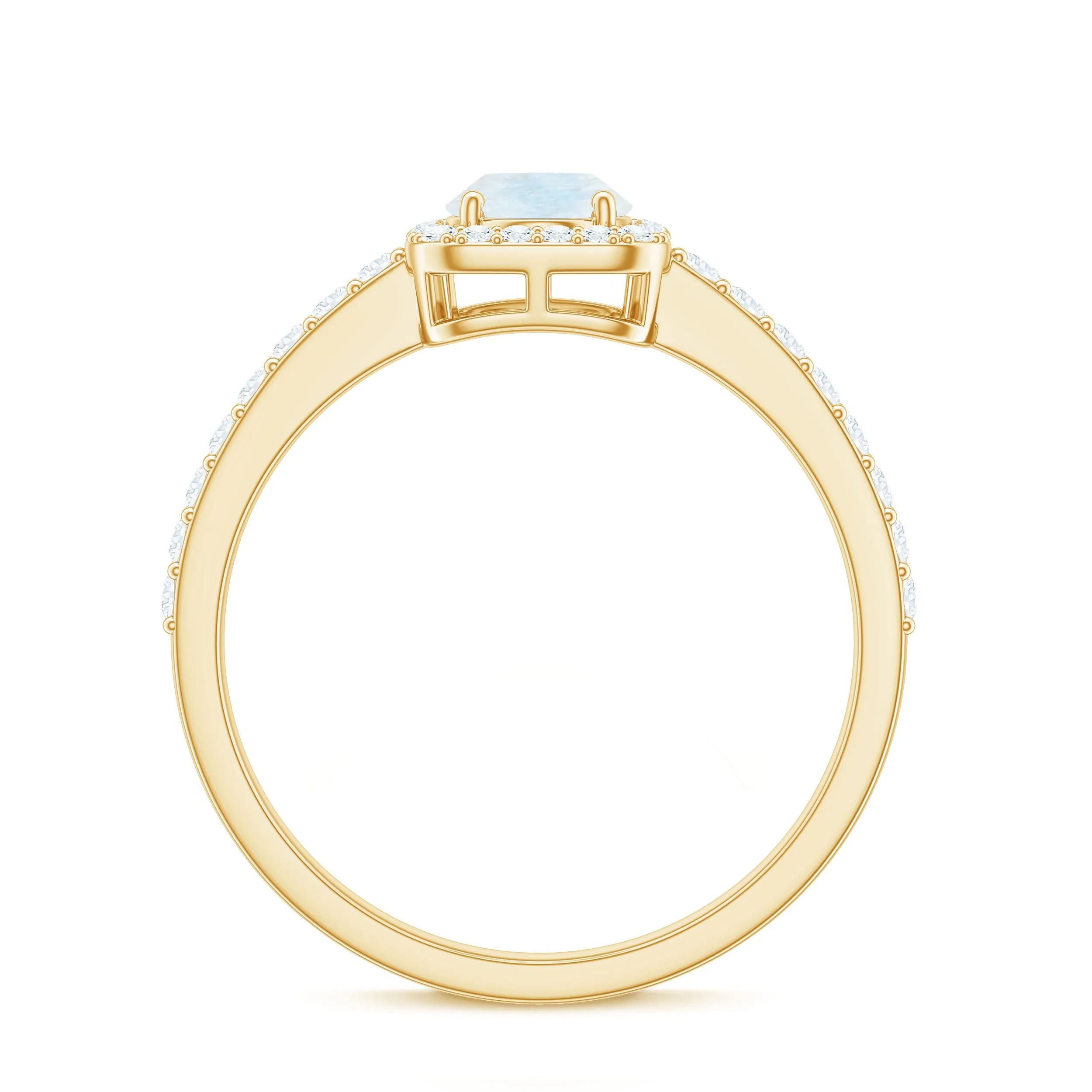 1.50 CT Oval Cut Moonstone Ring with Diamond Halo