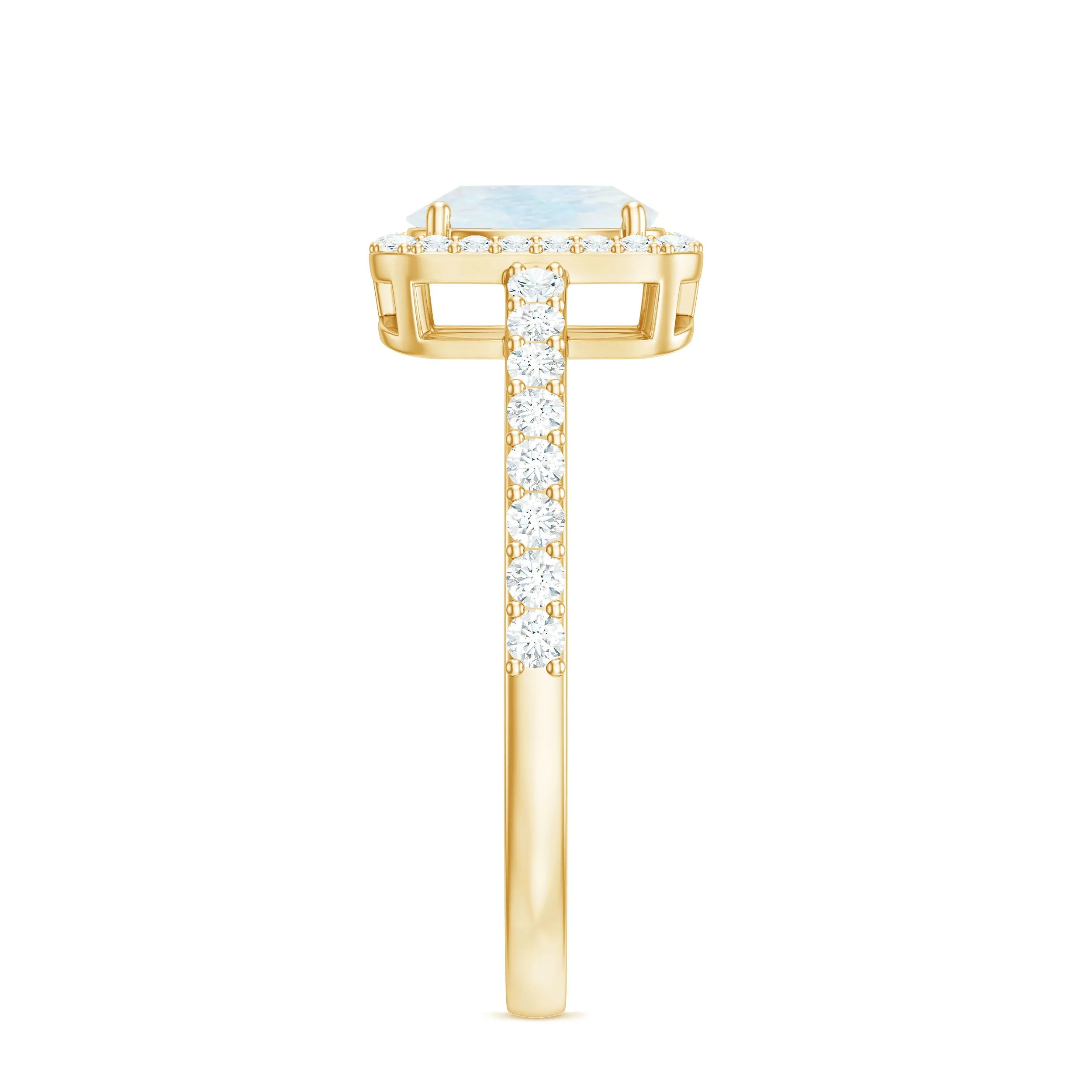 1.50 CT Oval Cut Moonstone Ring with Diamond Halo