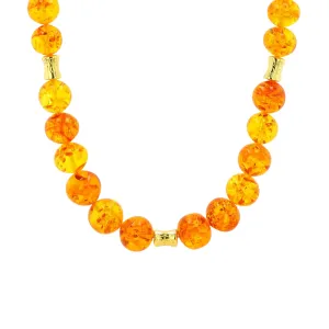 18K YG Amber Beaded Necklace