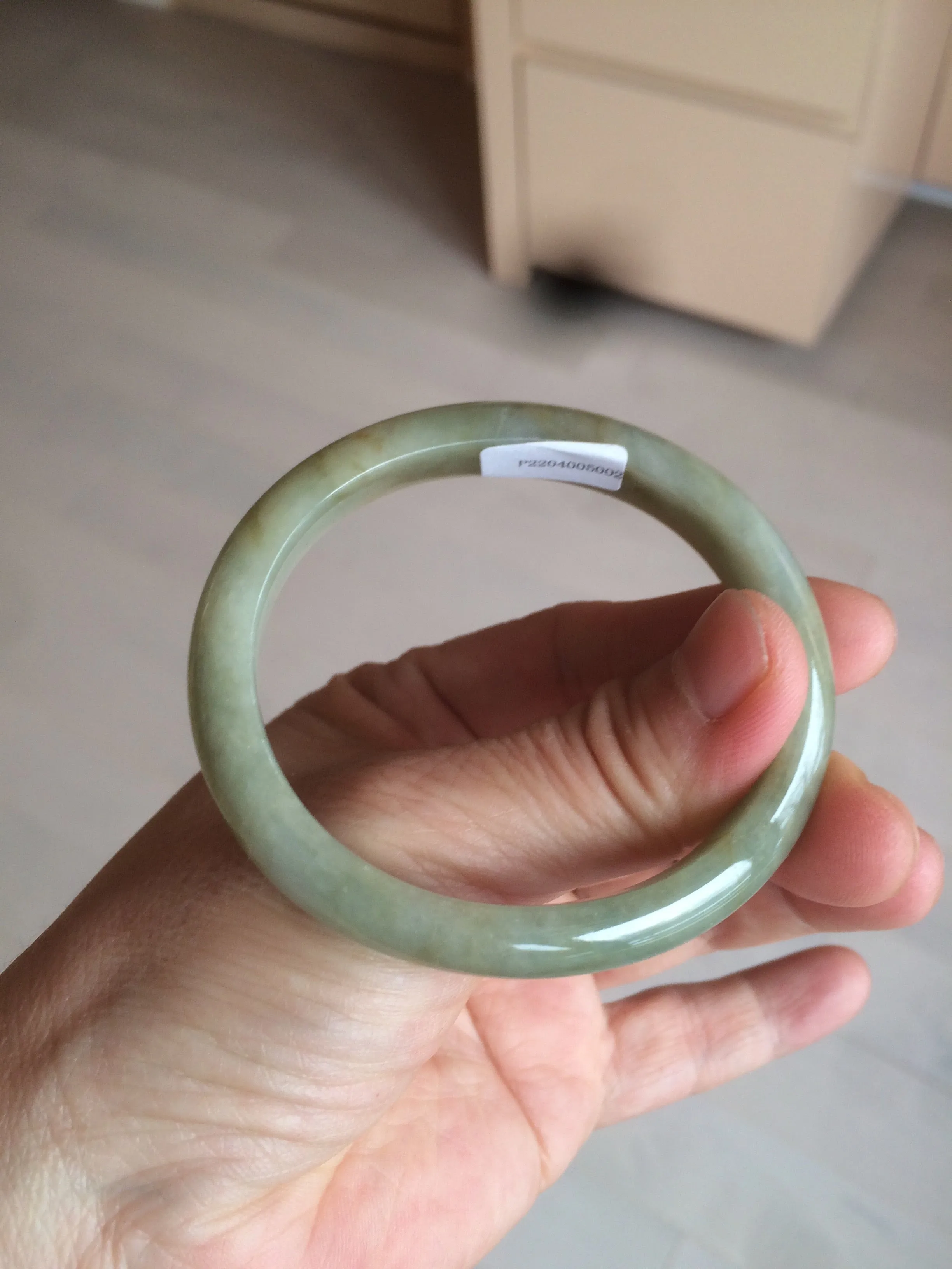 49.5mm Certified Type A 100% Natural yellow/gray/green Jadeite Jade bangle AF80-5002