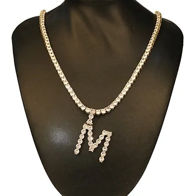 5A CZ Tennis Chains Letter Necklaces Hip Hop Jewelry  Necklace Jewelry Initial Necklace Letter Necklace For Men/Women