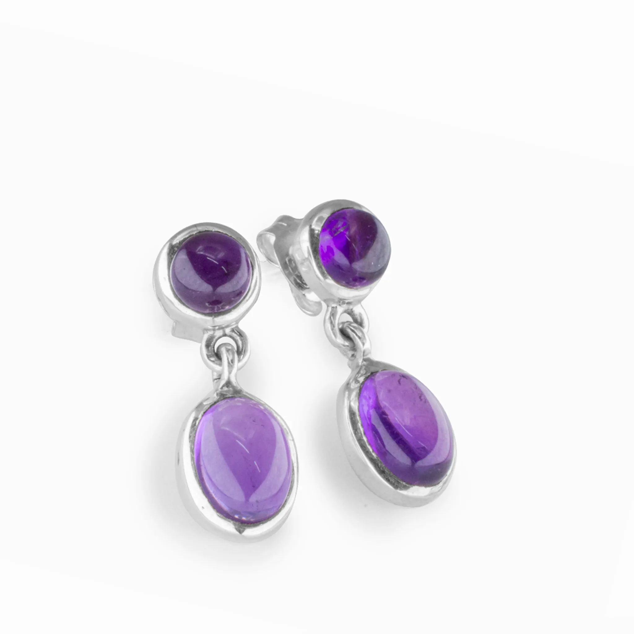 Amethyst Drop Stud Earrings