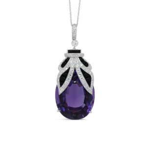 Amethyst, Onyx & Diamond Pendant