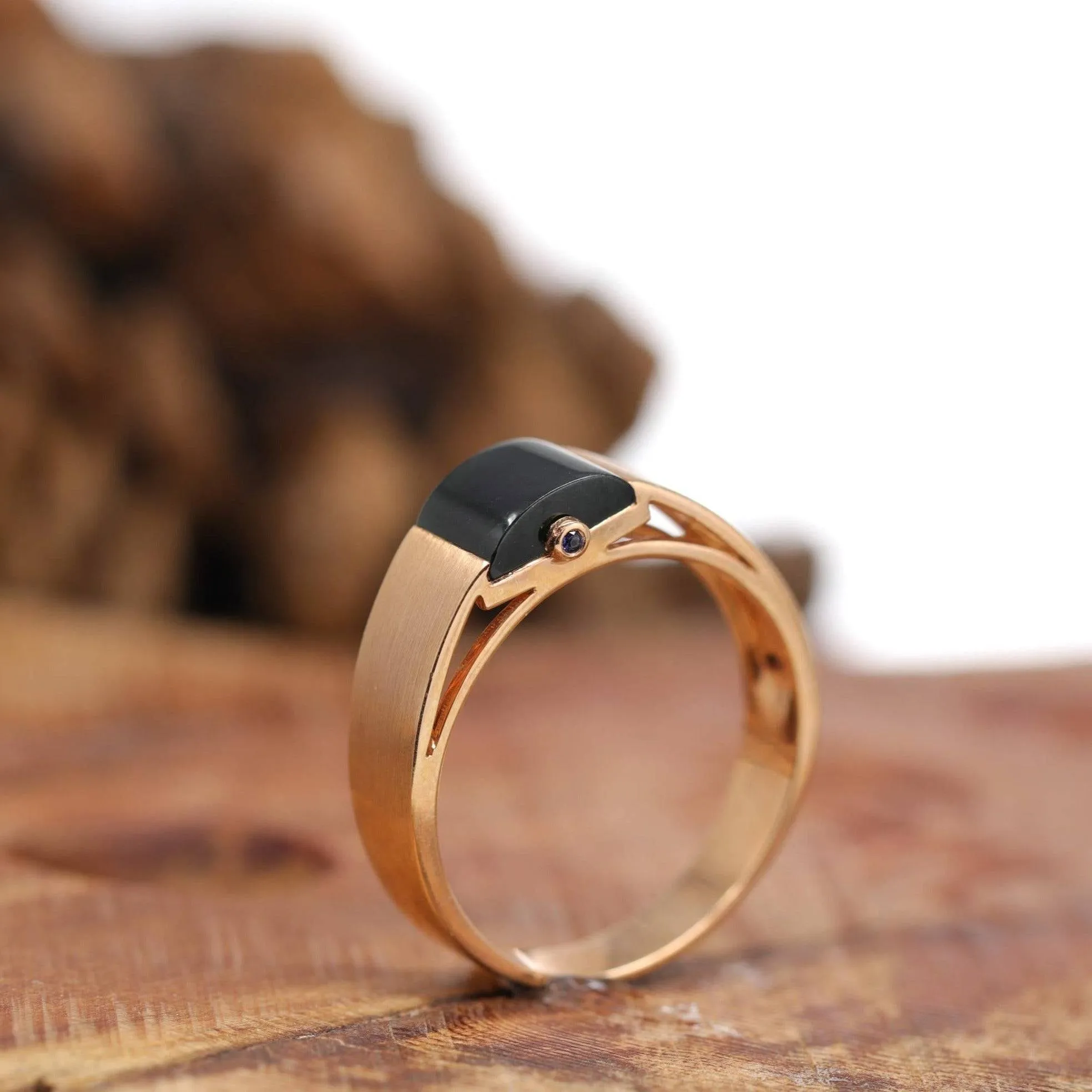 Baikalla™ Genuine Burmese Black Jadeite Jade Ring