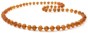 Baltic Amber Beaded Necklace - Raw Cognac Brown Color for Adults