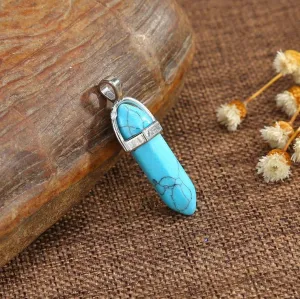 Bi - Point Gemstone Pendants - Blue Howlite (Dyed)