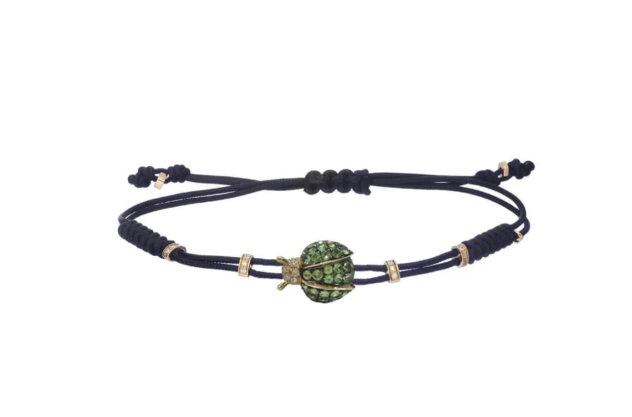 Bracelet Lady Bug White Gold Green Garnet & Diamonds