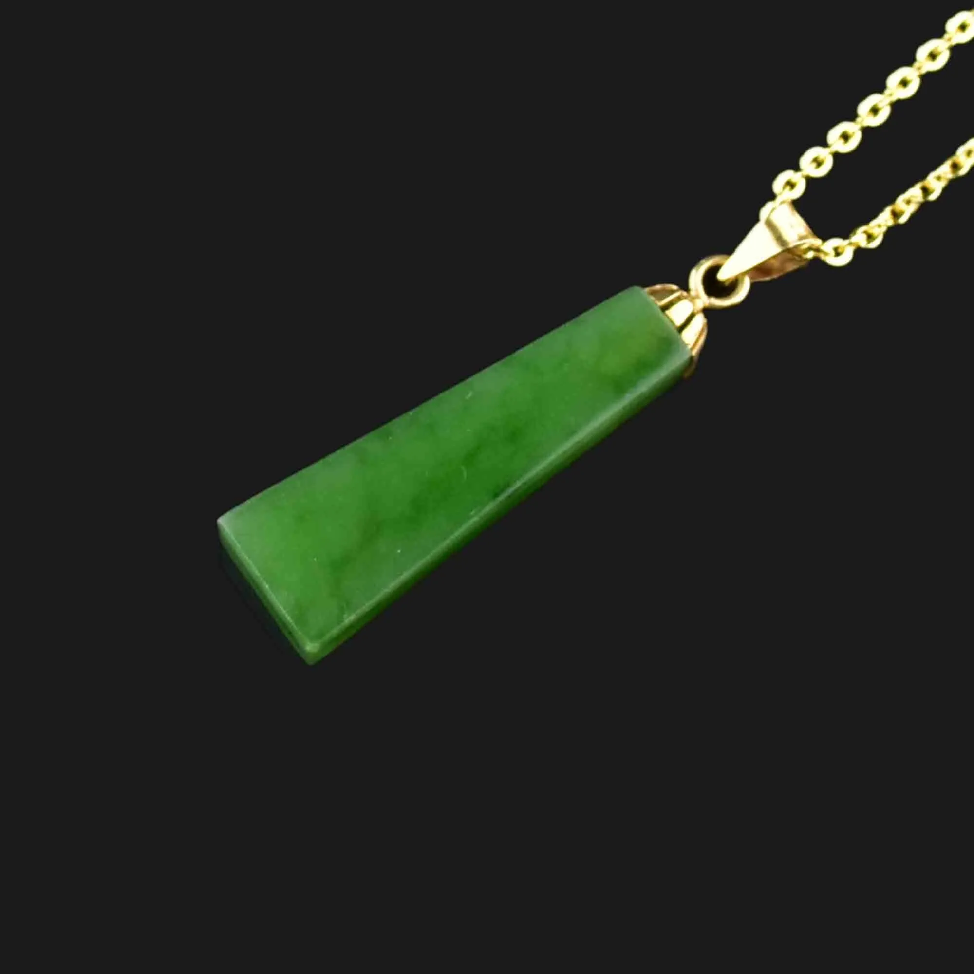 Edwardian Style 14K Gold Jade Pendant Necklace