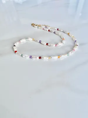 Keshi Pearl and Gemstone Necklace