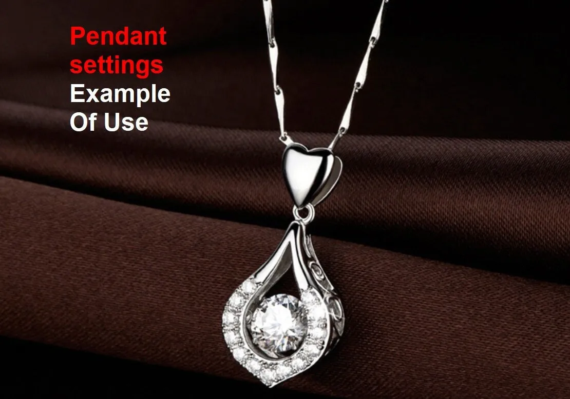 Necklace Pendant Setting Blank 8mm 1pc 2.1g 925 Sterling Silver for 1 Round Faceted Stone 4 Prongs CZ Semi Mount Wholesale Available