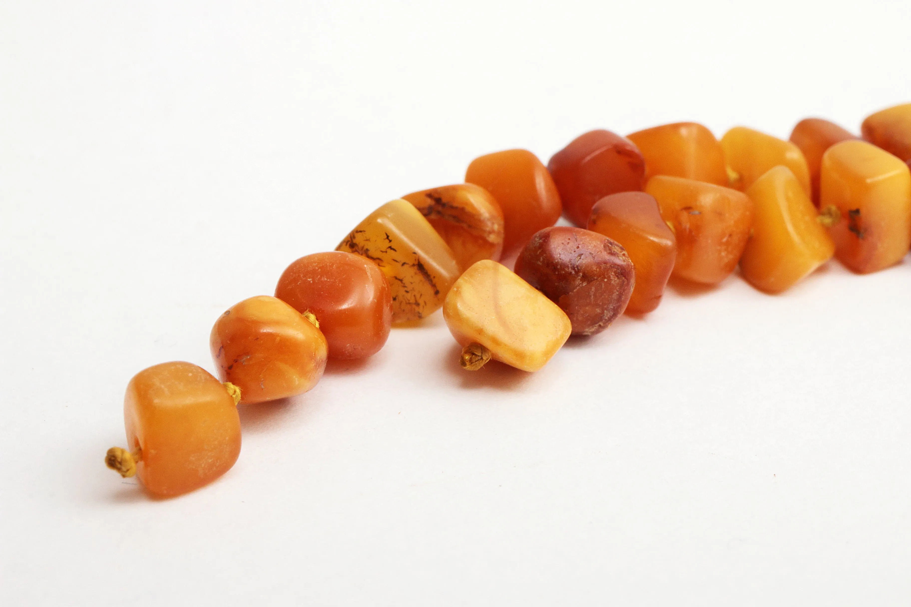 Vintage Orange Amber Bead Necklace, 1960s