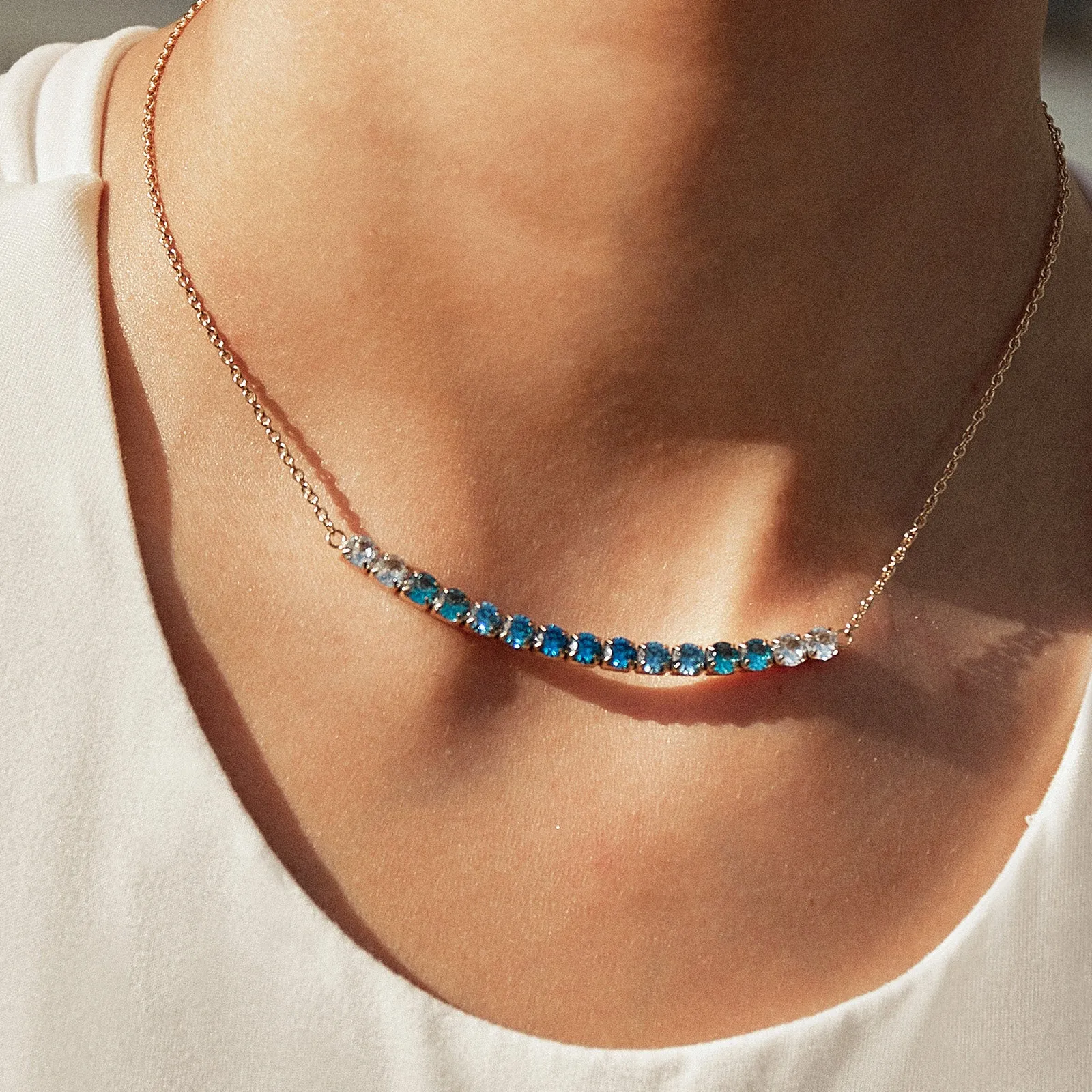 Zalia Gold Necklace - Sapphire